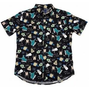 Rugby University Mens L Button Up Shirt Novelty‎ Print Runs Small Cotton